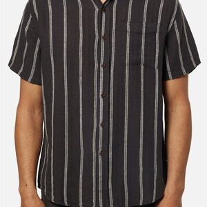 Katin black and button down shirt with stripes